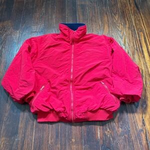 VTG Eddie Bauer Jacket‎ Womens L Red Windfoil 90s Fleece Lined MADE IN USA